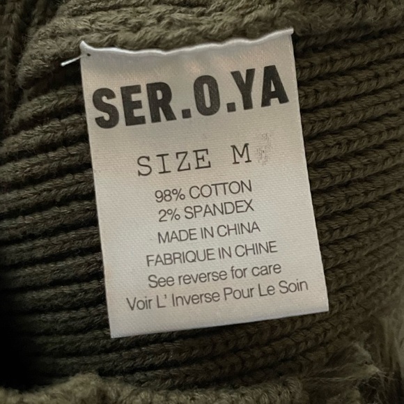 SER.O.YA x Revolve Maude Army Green Long Sleeve Bodycon Distressed sweater dress - Picture 10 of 10